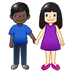 👩🏻‍🤝‍👨🏿 woman and man holding hands: light skin tone, dark skin tone display on Samsung